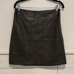 LOFT olive green fuax leather skirt